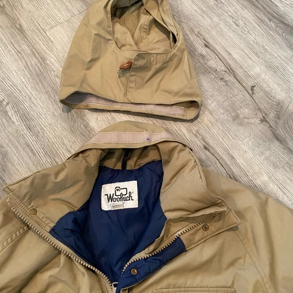 VTG 90s WOOLRICH USA Field Chore Jacket Full Zip Beige Tan Lined Size Large - Picture 3 of 7